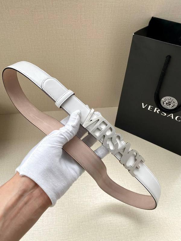 Versace Women's Leather Logo Decorated Buckle Belt