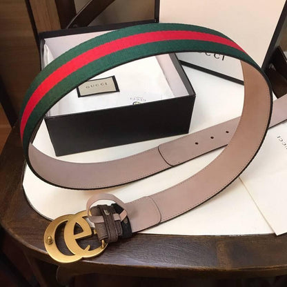 Gucci GG Marmont Web Belt Canvas and Leather 'Green/Red'