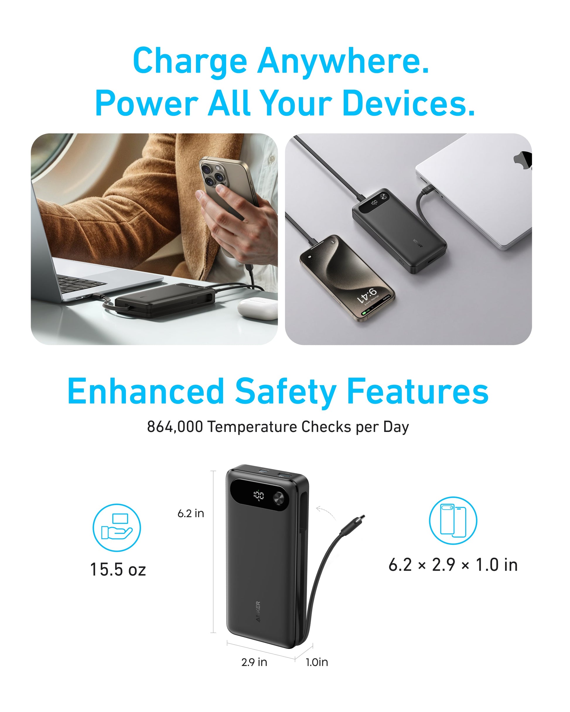 Anker Power Bank (20K, 87W, Built-In USB-C Cable) — photo 6 of 10