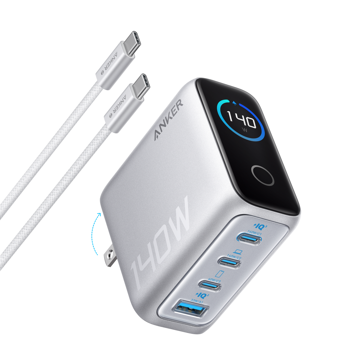 Anker Charger (140W, 4-Port, PD 3.1) with USB-C Cable — photo 7 of 10