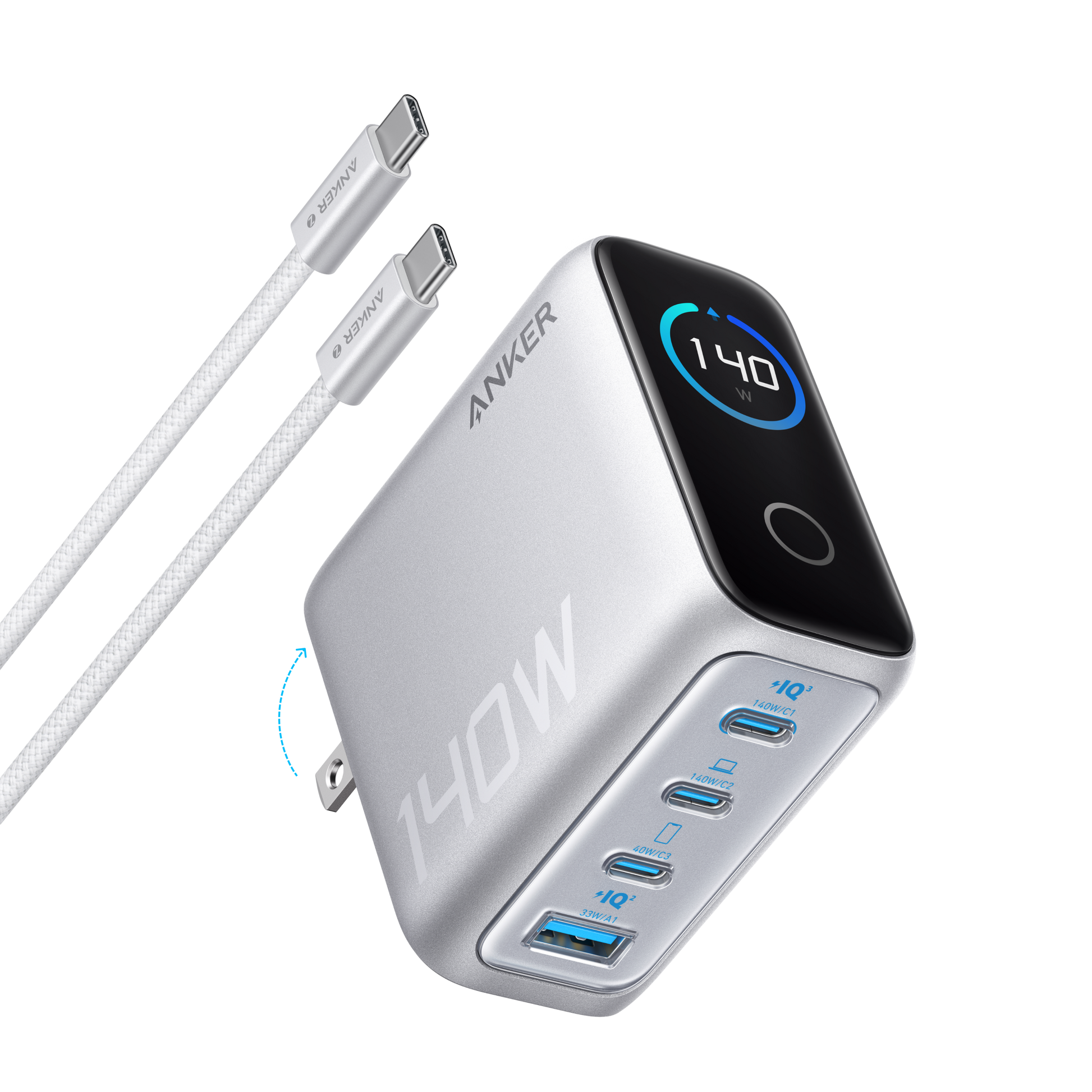 Anker Charger (140W, 4-Port, PD 3.1) with USB-C Cable — photo 7 of 10