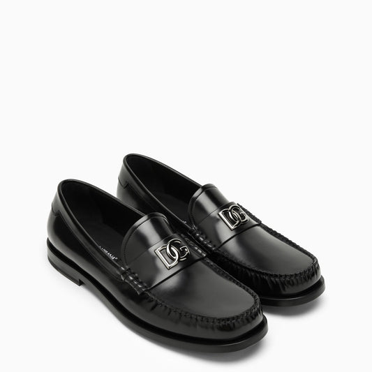 Dolce&Gabbana Black Leather Loafer With Logo