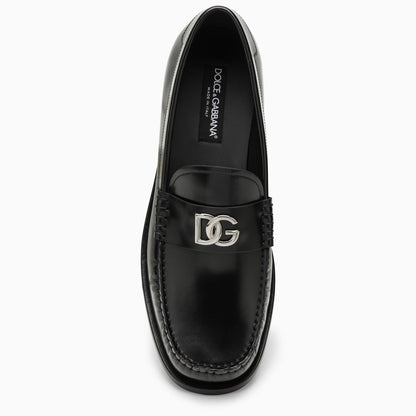 Dolce&Gabbana Black Leather Loafer With Logo