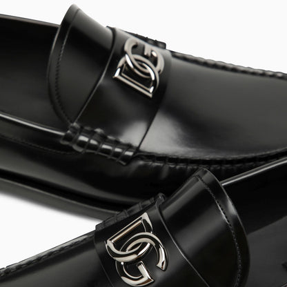 Dolce&Gabbana Black Leather Loafer With Logo