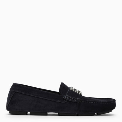 Dolce&Gabbana Blue Suede Loafer With Logo