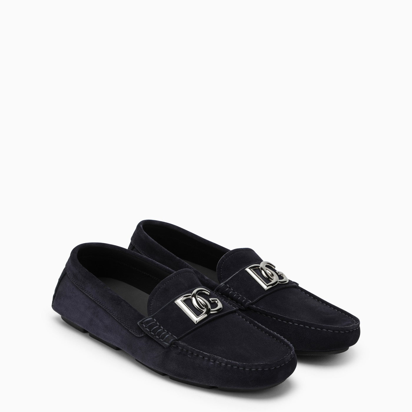 Dolce&Gabbana Blue Suede Loafer With Logo