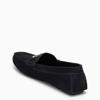 Dolce&Gabbana Blue Suede Loafer With Logo