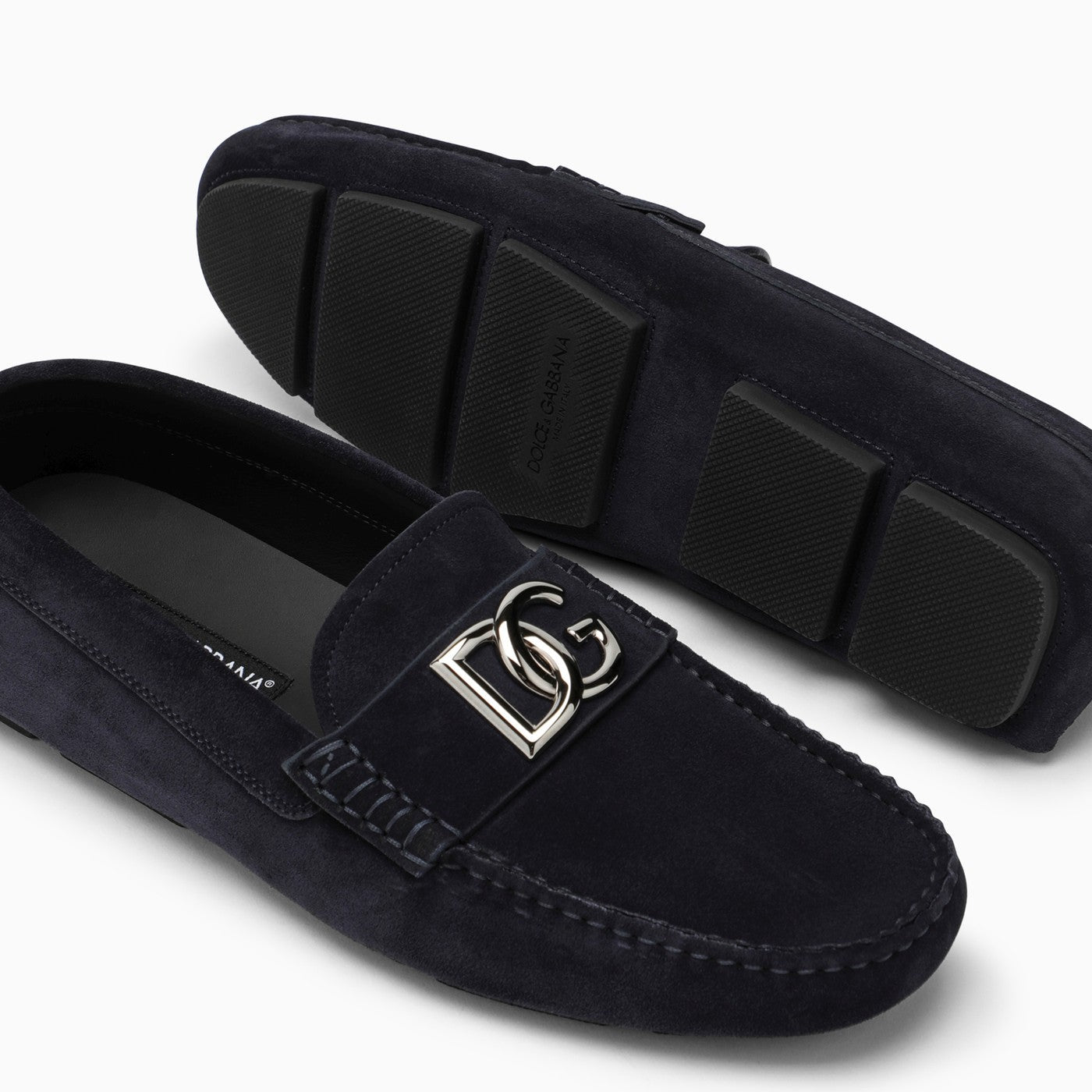 Dolce&Gabbana Blue Suede Loafer With Logo