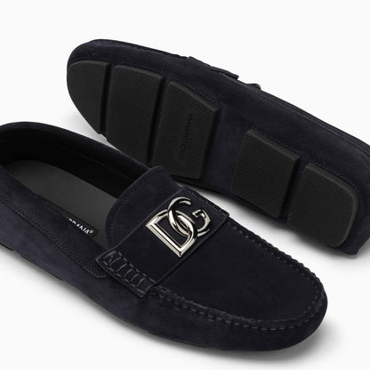 Dolce&Gabbana Blue Suede Loafer With Logo