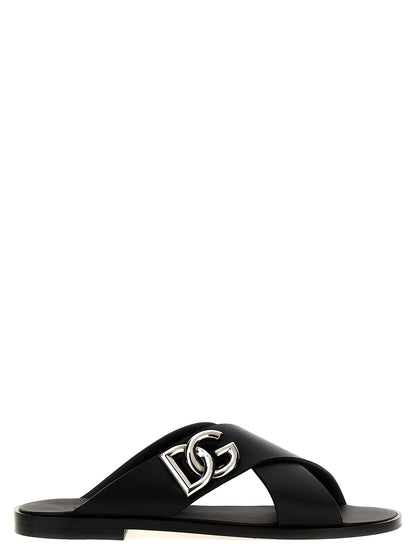 Dolce & Gabbana Logo Leather Sandals