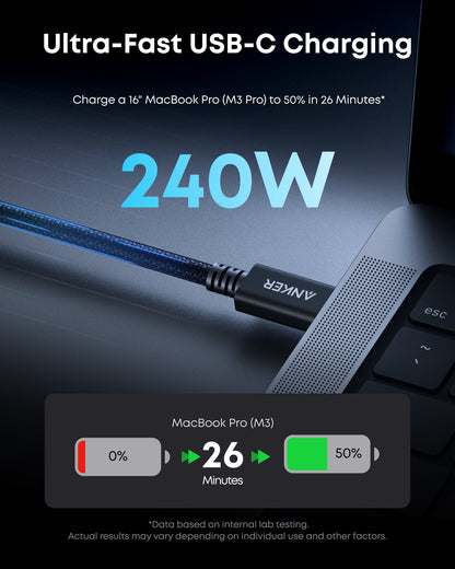 Anker Prime Thunderbolt 5 Cable (3.3 ft / 1.7 ft, 80 Gbps, 240W) — photo 9 of 10