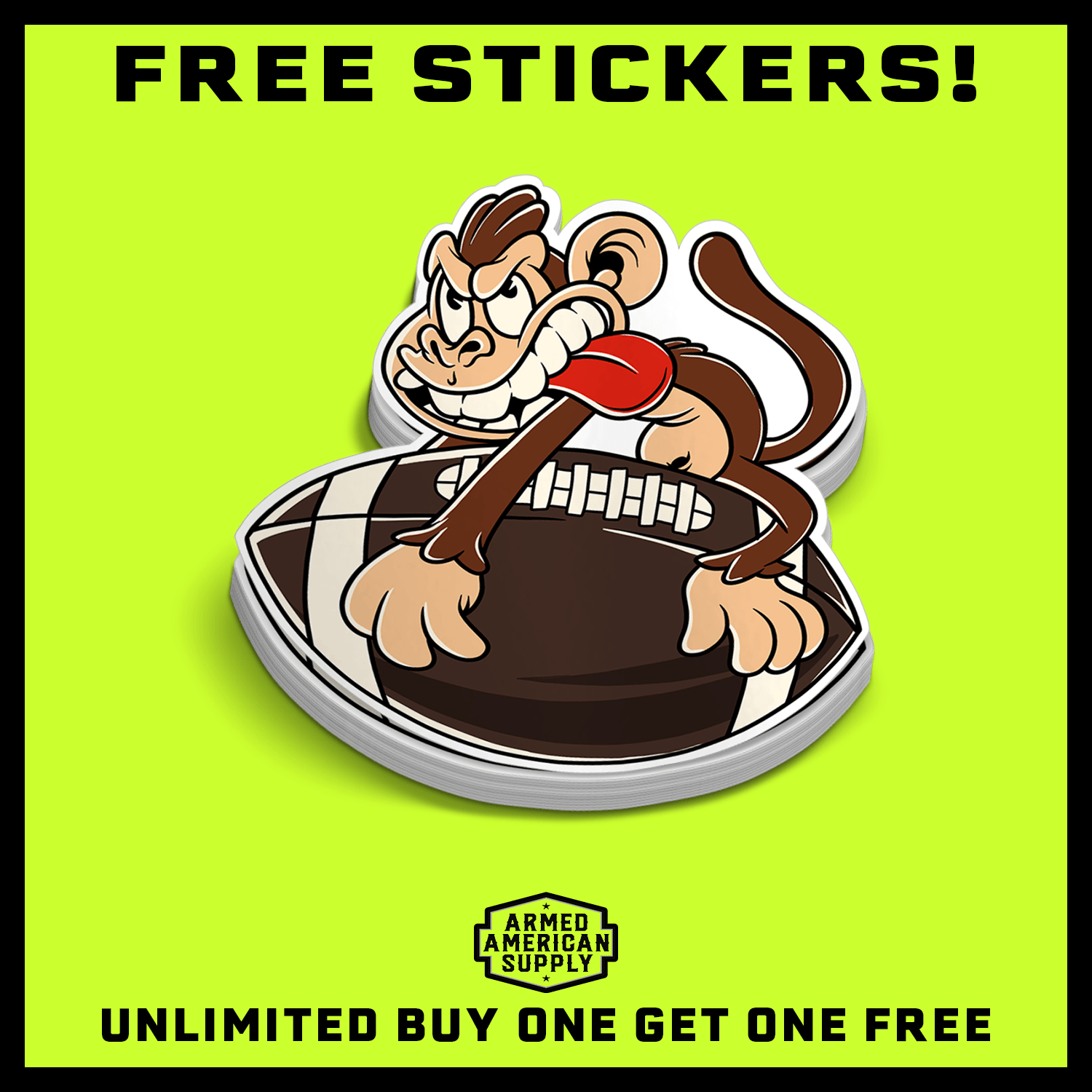 Monkey Football Hard Hat Decal — photo 2 of 2