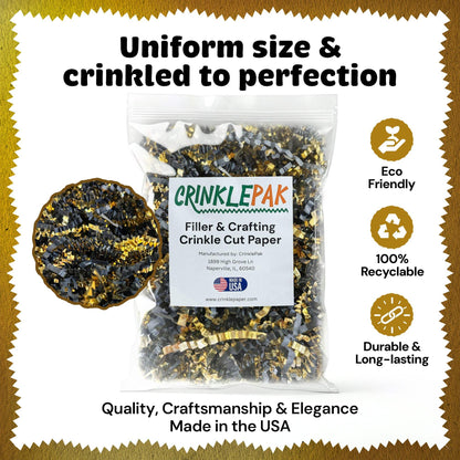 10lb Crinkle Paper Filler 10lb Black and Gold Metallic