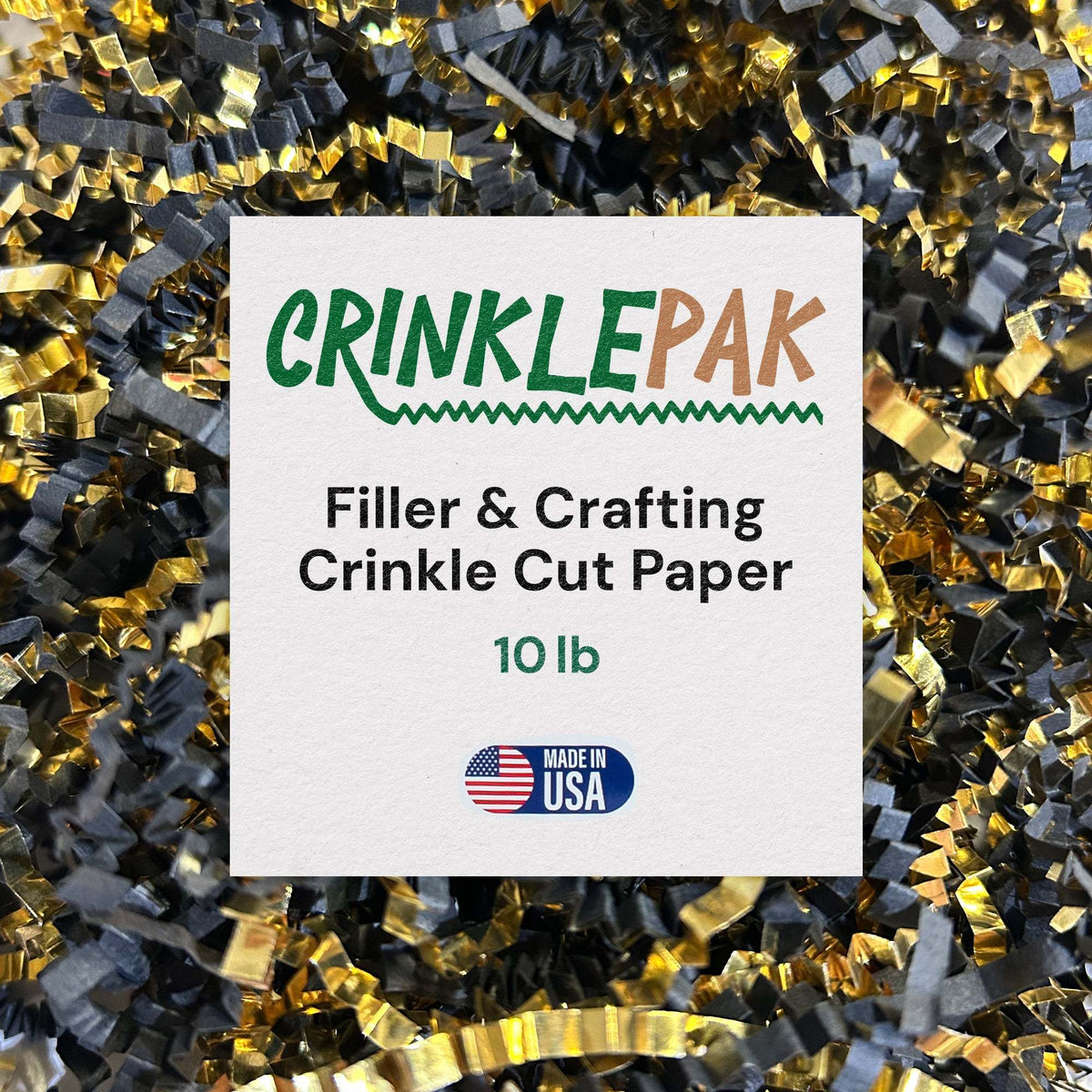 10lb Crinkle Paper Filler 10lb Black and Gold Metallic