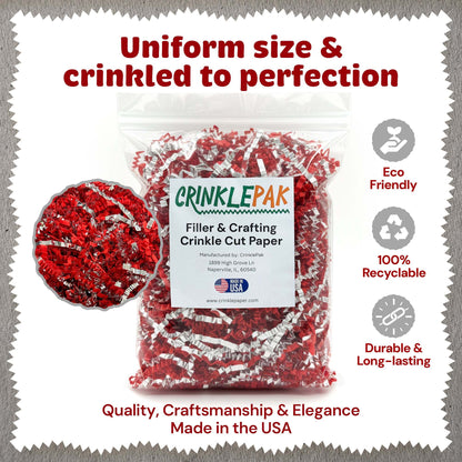 10lb Red & Silver Metallic Crinkle Paper