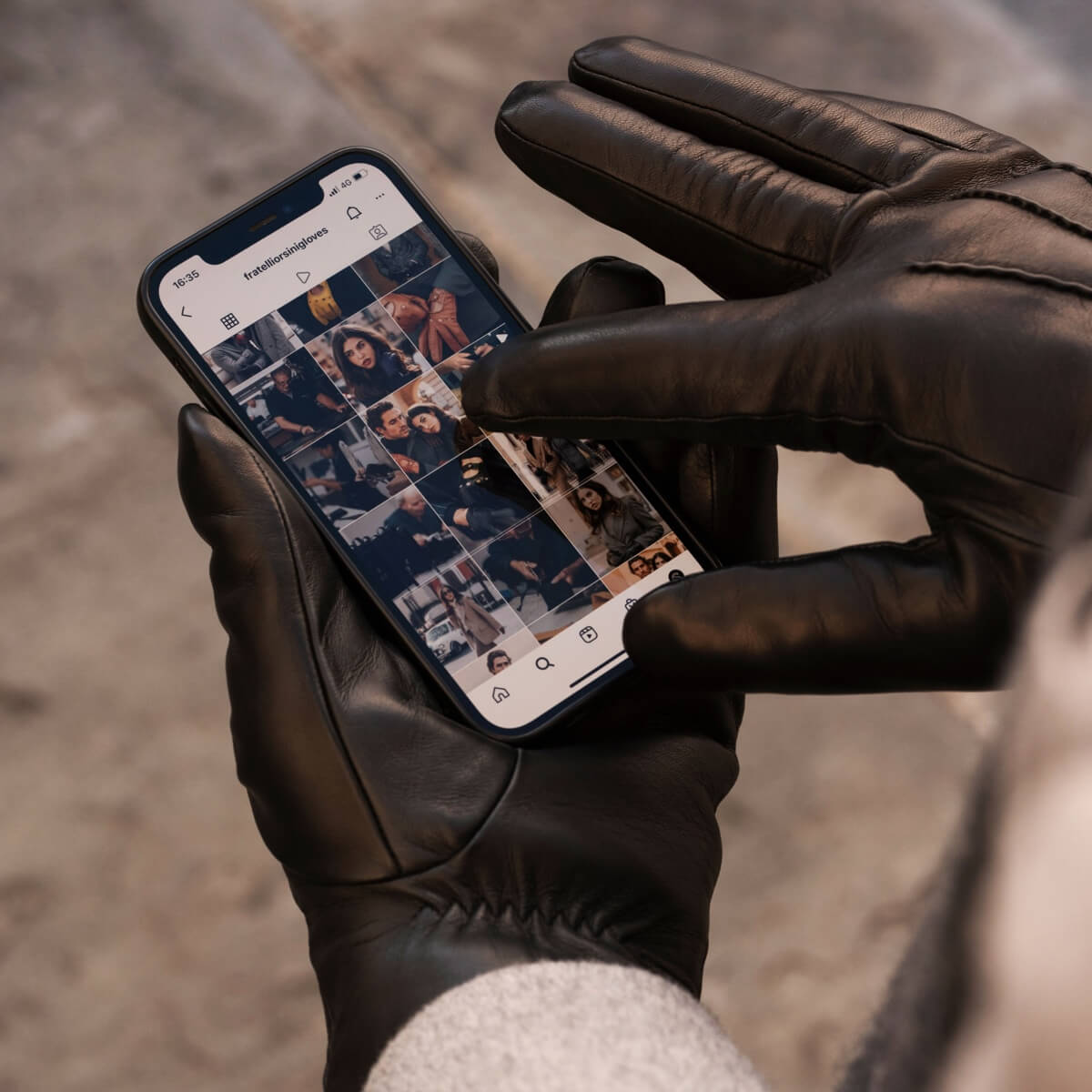 Aldo (black) - Italian lambskin leather gloves with lambswool lining & touchscreen feature — photo 8 of 10