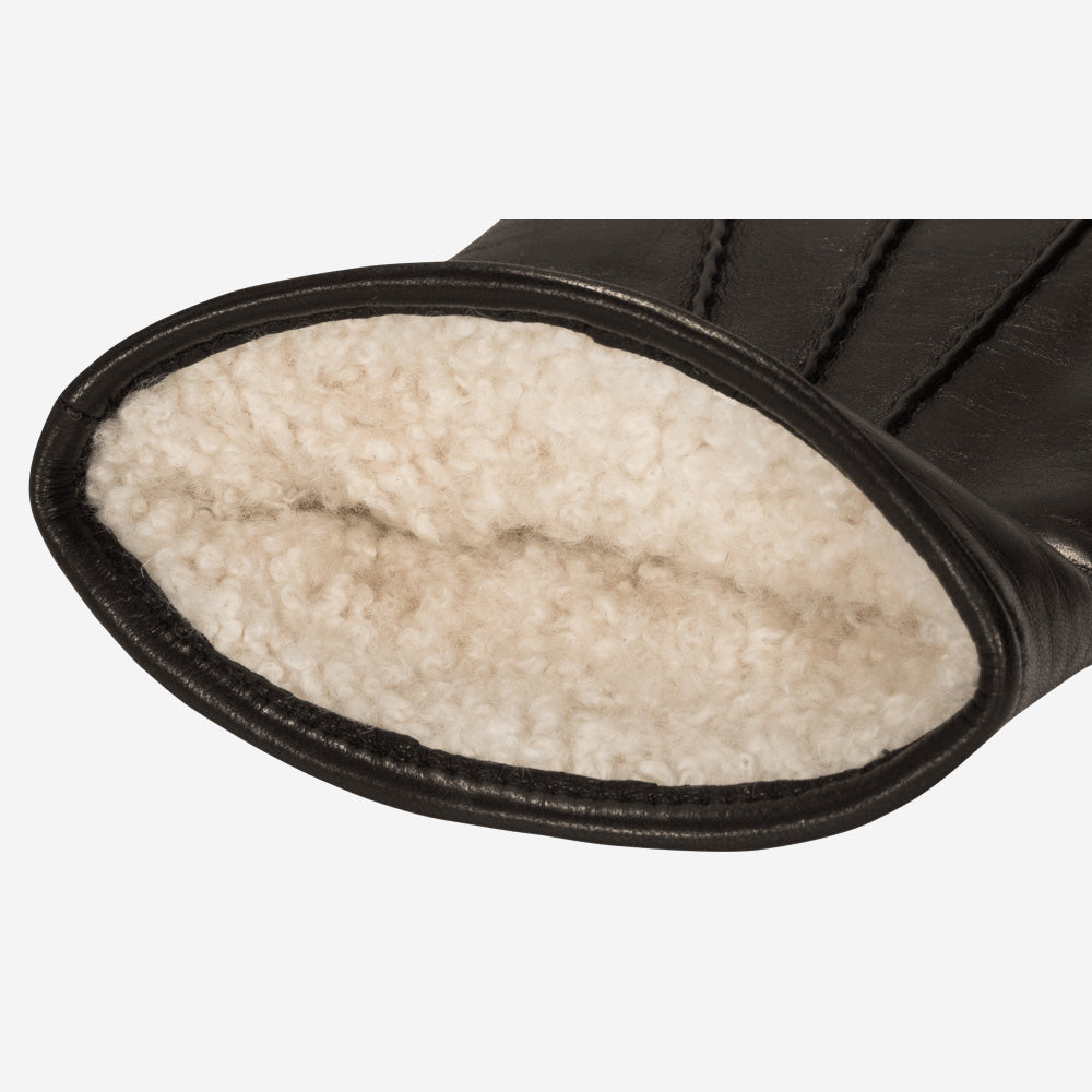 Aldo (black) - Italian lambskin leather gloves with lambswool lining & touchscreen feature — photo 4 of 10