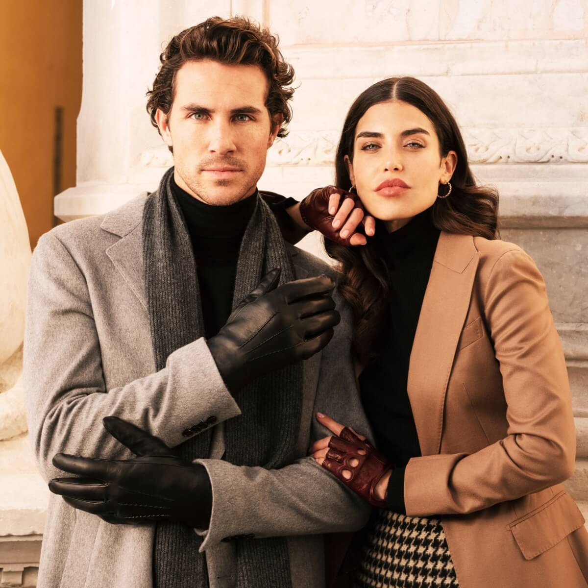 Aldo (black) - Italian lambskin leather gloves with lambswool lining & touchscreen feature — photo 10 of 10