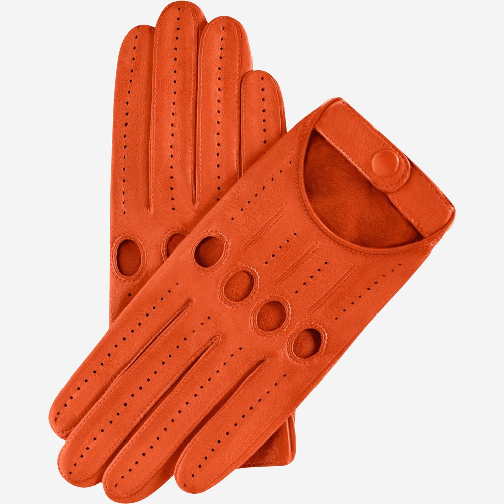 Alessa (orange) - Classic Italian lambskin leather driving gloves — photo 2 of 10