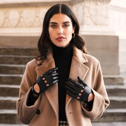 Alessa (black) - Classic Italian lambskin leather driving gloves — photo 2 of 10