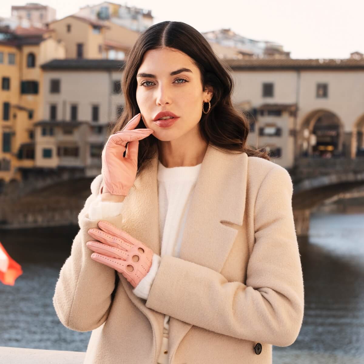 Alessa (pink) - Classic Italian lambskin leather driving gloves — photo 2 of 10