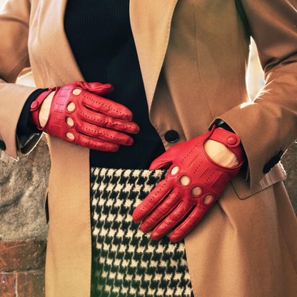 Alessa (red) - Classic Italian lambskin leather driving gloves — photo 8 of 10