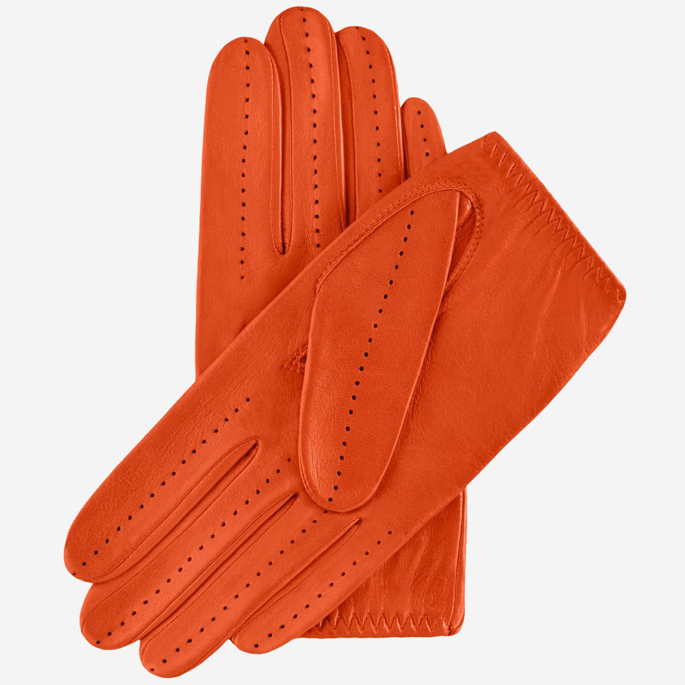 Alessa (orange) - Classic Italian lambskin leather driving gloves — photo 3 of 10