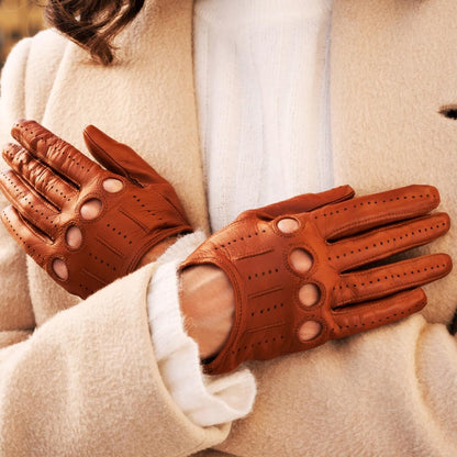 Alessa (cognac) - Classic Italian lambskin leather driving gloves — photo 6 of 10
