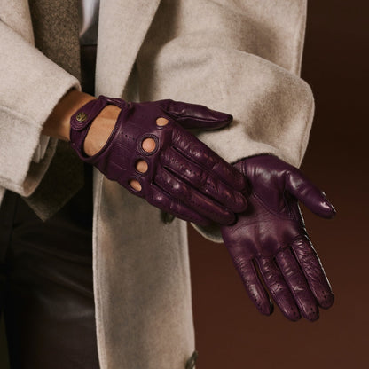 Alessa (berry) - Classic Italian lambskin leather driving gloves — photo 4 of 10