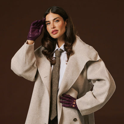Alessa (berry) - Classic Italian lambskin leather driving gloves — photo 9 of 10