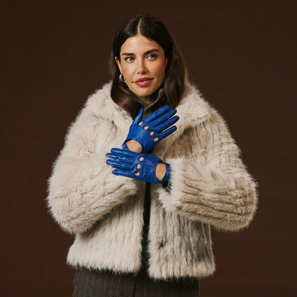 Alessa (blue) - Classic Italian lambskin leather driving gloves — photo 1 of 10
