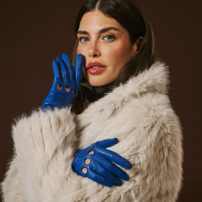 Alessa (blue) - Classic Italian lambskin leather driving gloves — photo 4 of 10