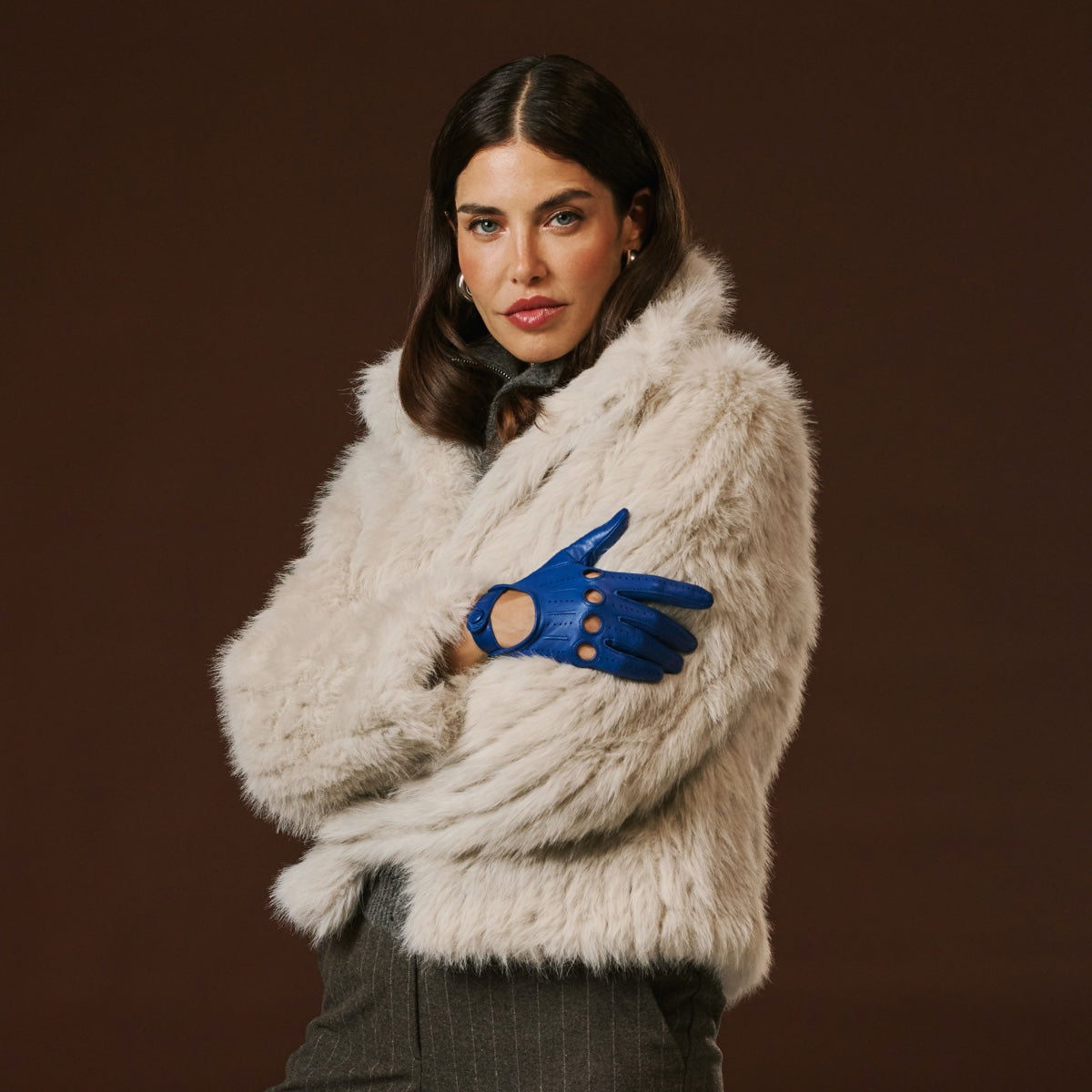 Alessa (blue) - Classic Italian lambskin leather driving gloves — photo 6 of 10