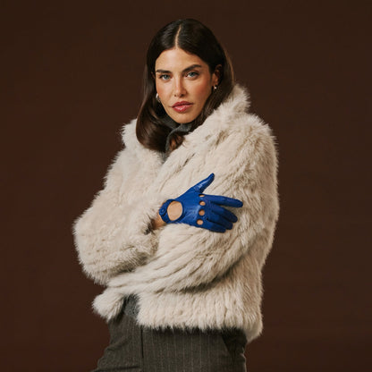 Alessa (blue) - Classic Italian lambskin leather driving gloves — photo 6 of 10