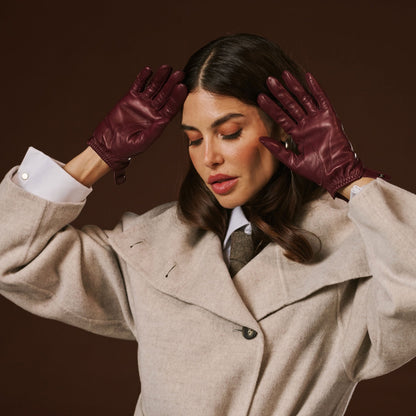 Alessa (oxblood) - Classic Italian lambskin leather driving gloves — photo 6 of 10