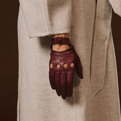 Alessa (oxblood) - Classic Italian lambskin leather driving gloves — photo 7 of 10
