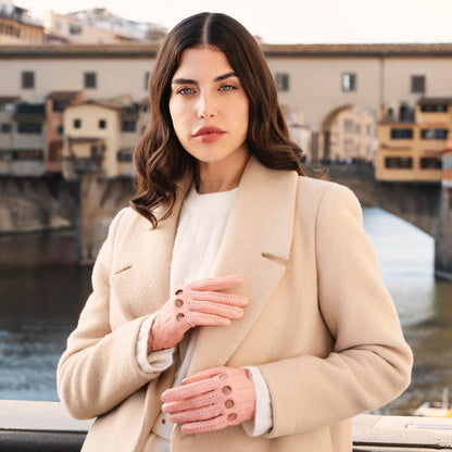 Alessa (pink) - Classic Italian lambskin leather driving gloves — photo 4 of 10