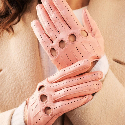 Alessa (pink) - Classic Italian lambskin leather driving gloves — photo 5 of 10