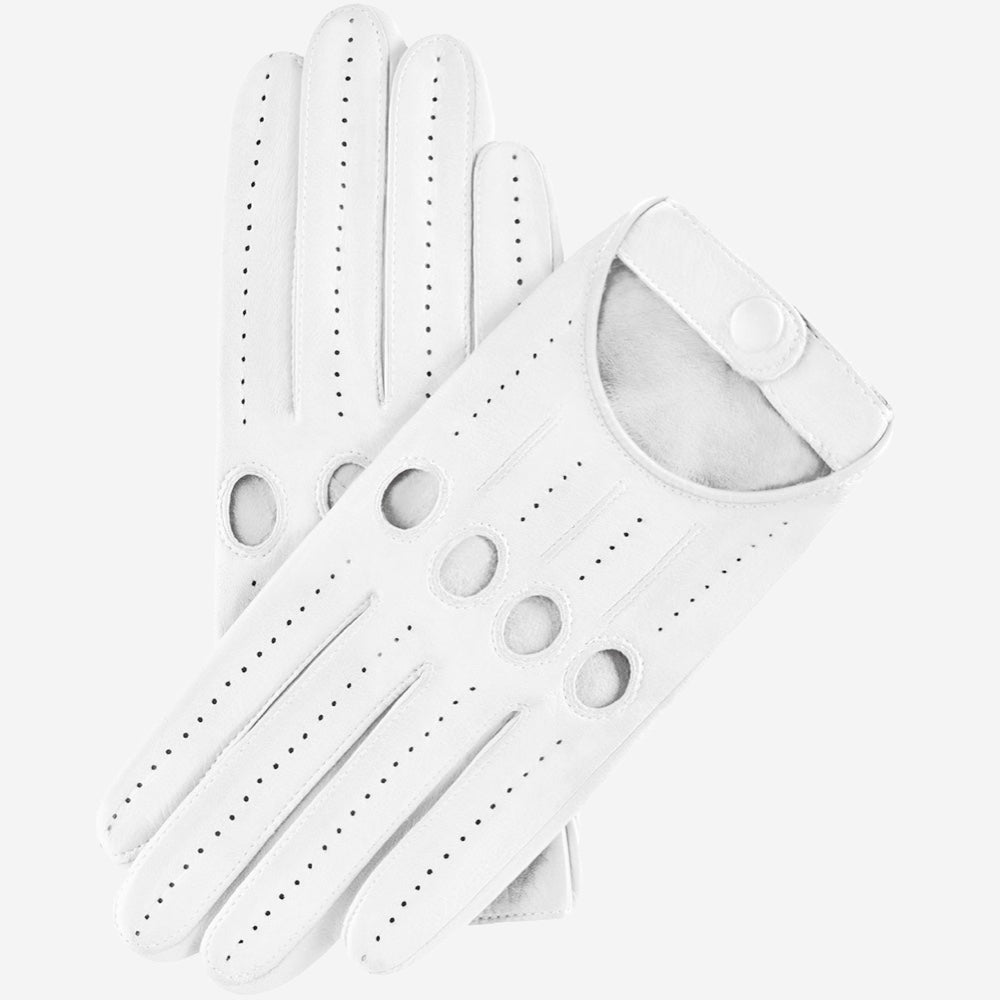 Alessa (white) - Classic Italian lambskin leather driving gloves — photo 2 of 10