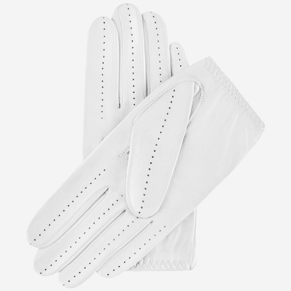 Alessa (white) - Classic Italian lambskin leather driving gloves — photo 3 of 10
