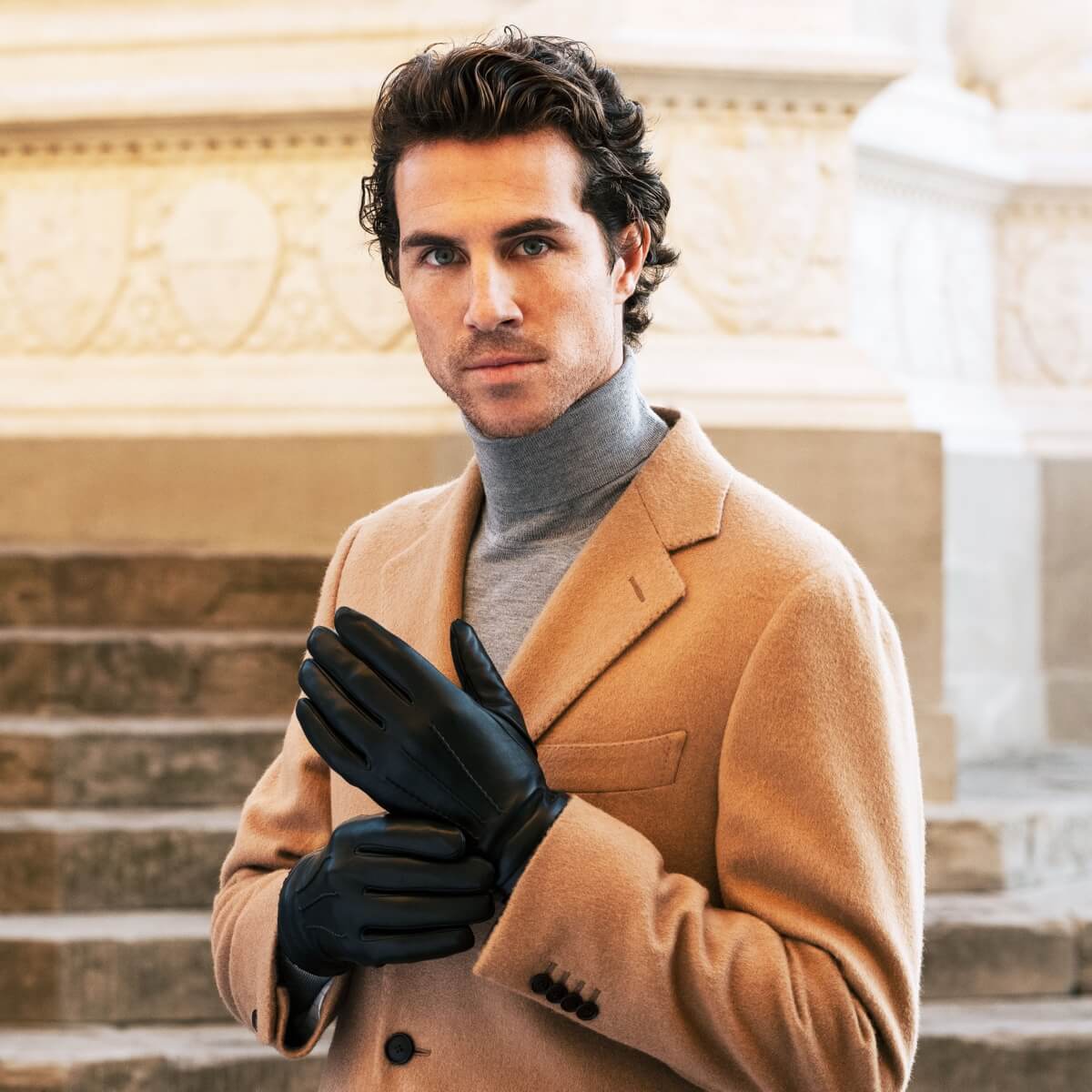 Alessandro (black) - Italian lambskin leather gloves with cashmere lining & touchscreen feature — photo 10 of 10