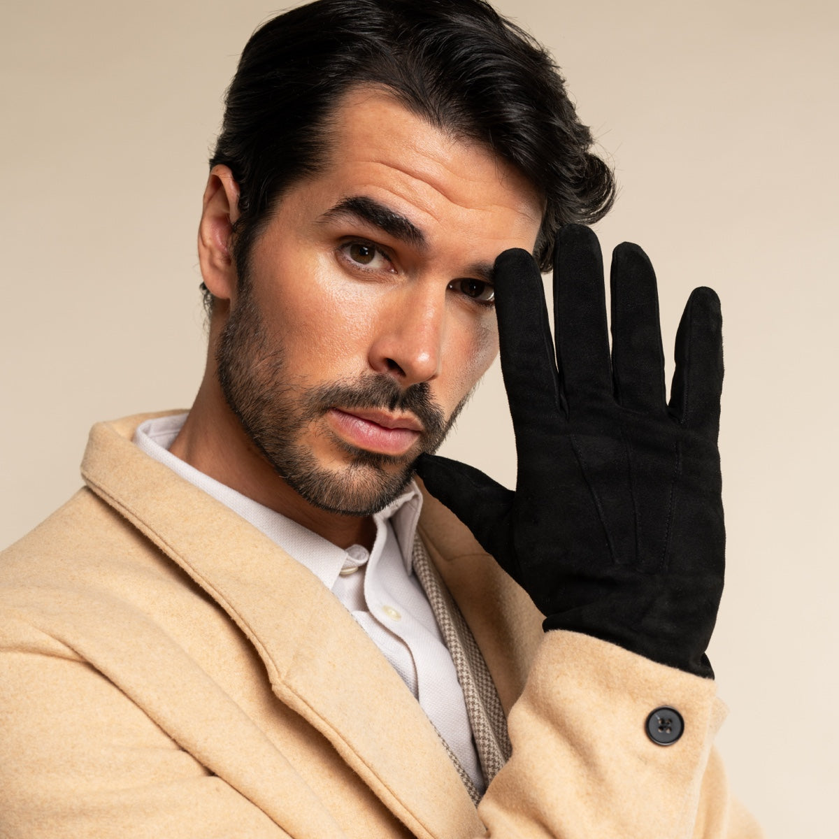 Angelo (black) – Italian suede leather gloves with luxurious cashmere lining — photo 2 of 10