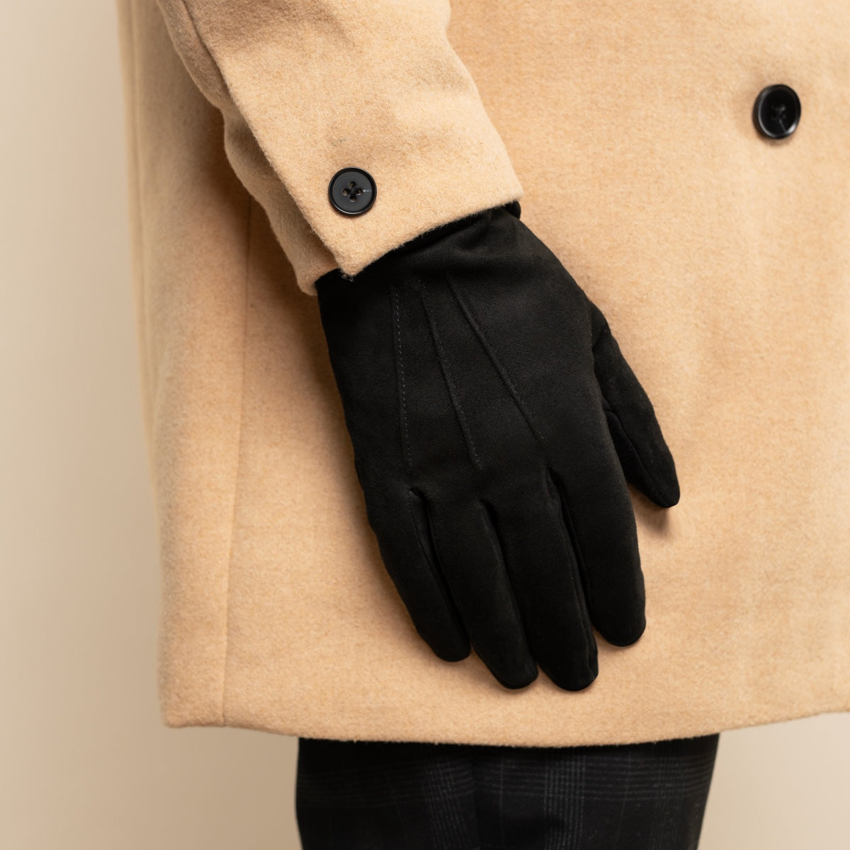 Angelo (black) – Italian suede leather gloves with luxurious cashmere lining — photo 10 of 10