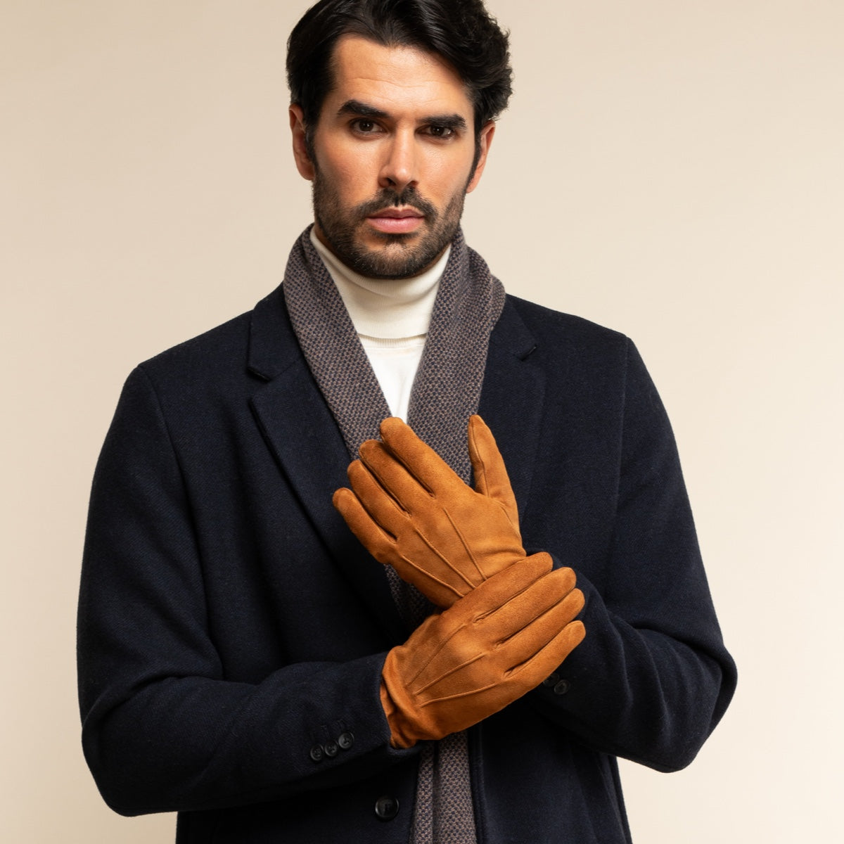 Angelo (cognac) – Italian suede leather gloves with luxurious cashmere lining — photo 8 of 10