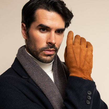 Angelo (cognac) – Italian suede leather gloves with luxurious cashmere lining — photo 2 of 10