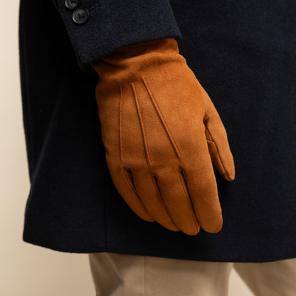 Angelo (cognac) – Italian suede leather gloves with luxurious cashmere lining — photo 9 of 10