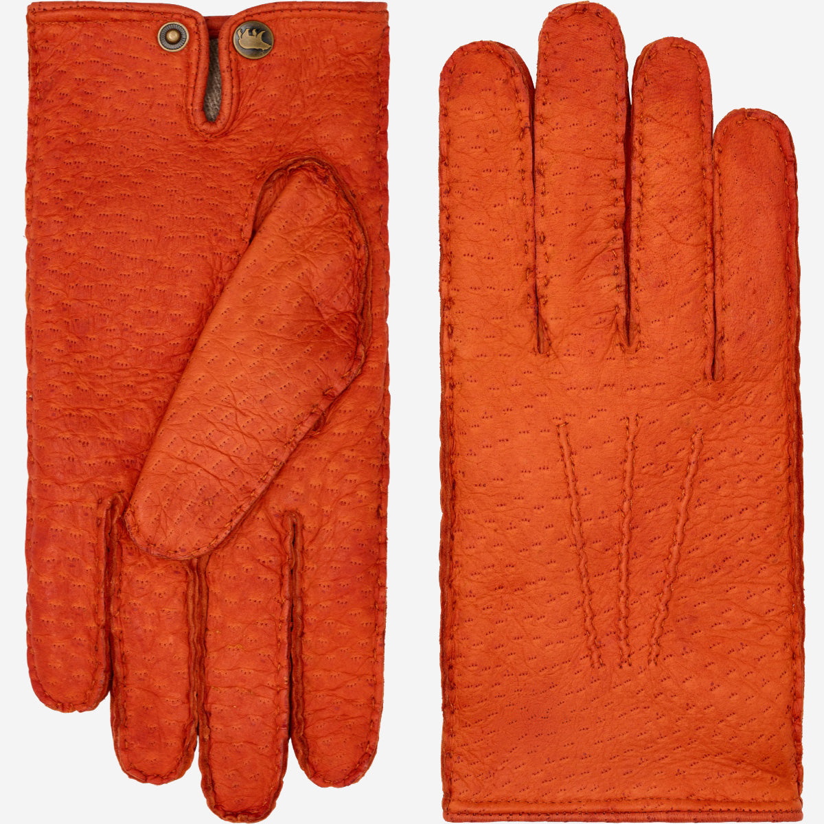 Antonio (orange) - Luxurious Italian peccary leather gloves with cashmere lining — photo 1 of 8