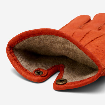 Antonio (orange) - Luxurious Italian peccary leather gloves with cashmere lining — photo 2 of 8
