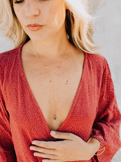 Moss Aquamarine Lariat Necklace