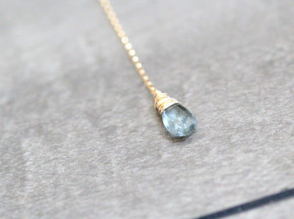 Moss Aquamarine Lariat Necklace